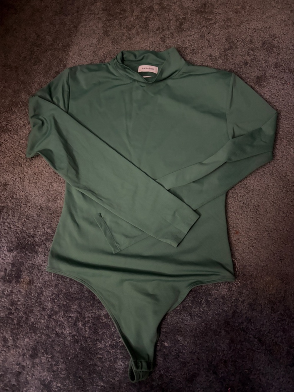 Babaton Forest Green Long Sleeve Mock-Neck Bodysuit